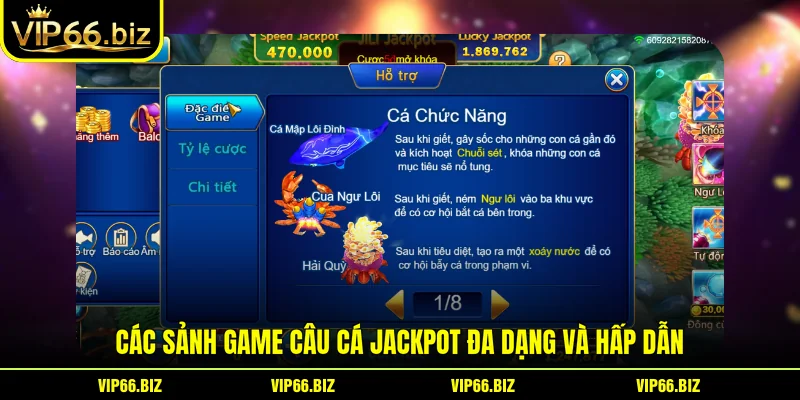 Các sảnh game câu cá JackPot đa dạng và hấp dẫn